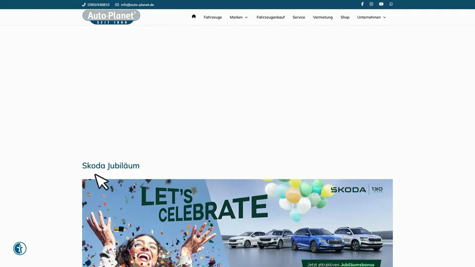 Das Bild zeigt die Webseite http://www.auto-planet.de mit einem aktiven danova Assistant, der geöffnet und wieder geschlossen wird.