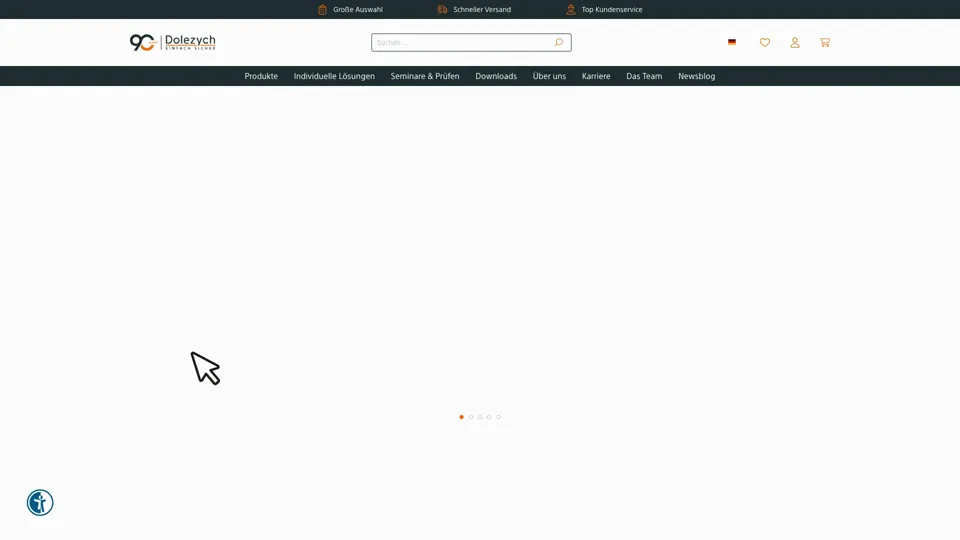 Das Bild zeigt die Webseite http://www.dolezych.de mit einem aktiven danova Assistant, der geöffnet und wieder geschlossen wird.