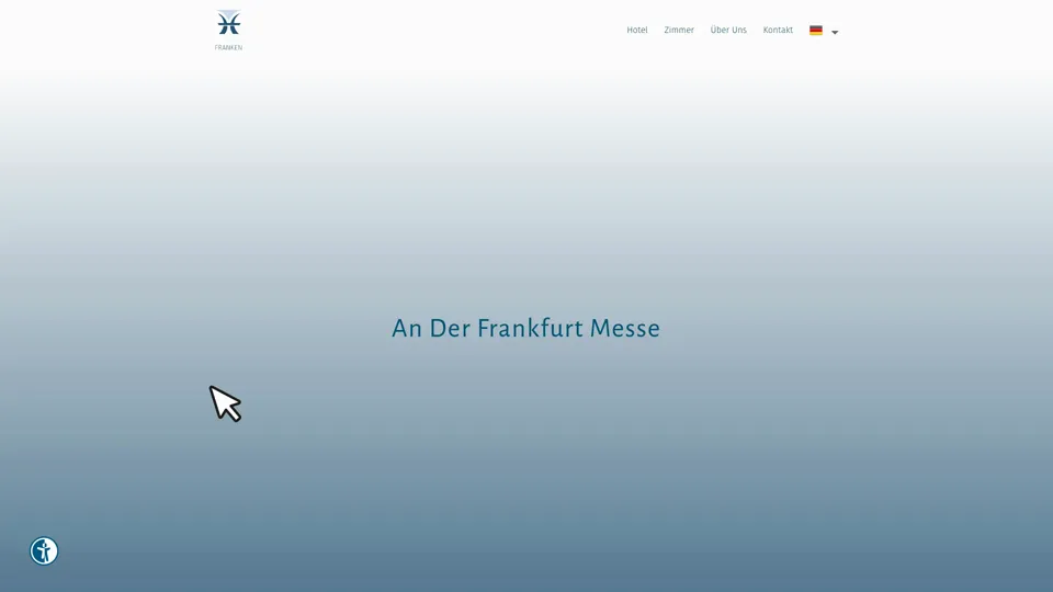 Das Bild zeigt die Webseite http://www.hotelfranken.com mit einem aktiven danova Assistant, der geöffnet und wieder geschlossen wird.