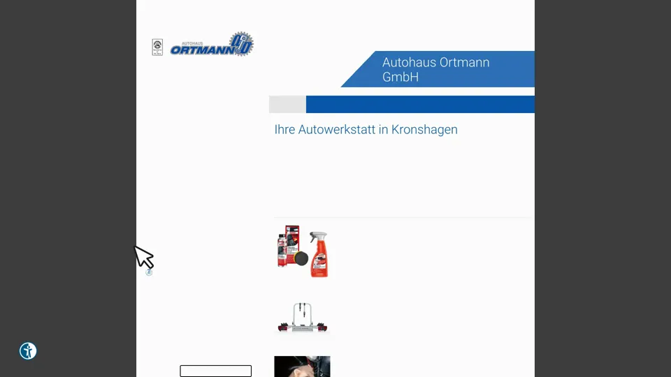 Das Bild zeigt die Webseite www.ortmann-kronshagen.de mit einem aktiven danova Assistant, der geöffnet und wieder geschlossen wird.
