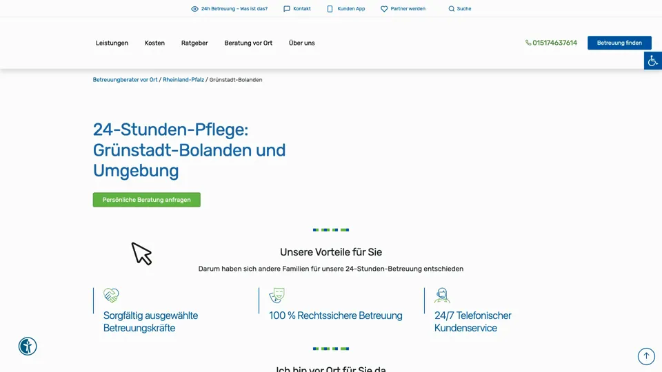 Das Bild zeigt die Webseite www.promedicaplus.de mit einem aktiven danova Assistant, der geöffnet und wieder geschlossen wird.
