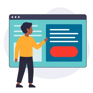 Roter Button auf Blauem Hintergrund